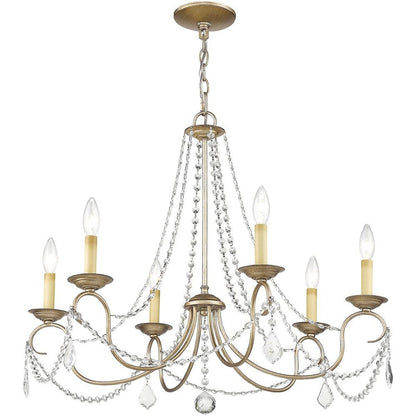 Silver Six Light Metal Dimmable Chandelier With Shades HomeRoots