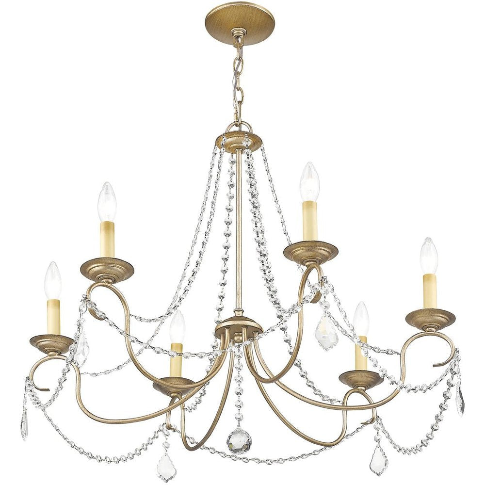 Silver Six Light Metal Dimmable Chandelier With Shades HomeRoots