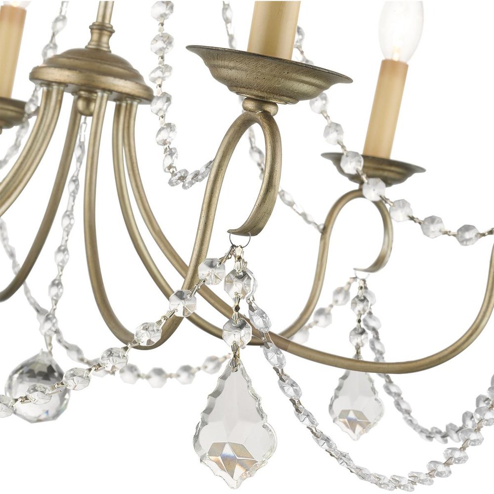 Silver Six Light Metal Dimmable Chandelier With Shades HomeRoots