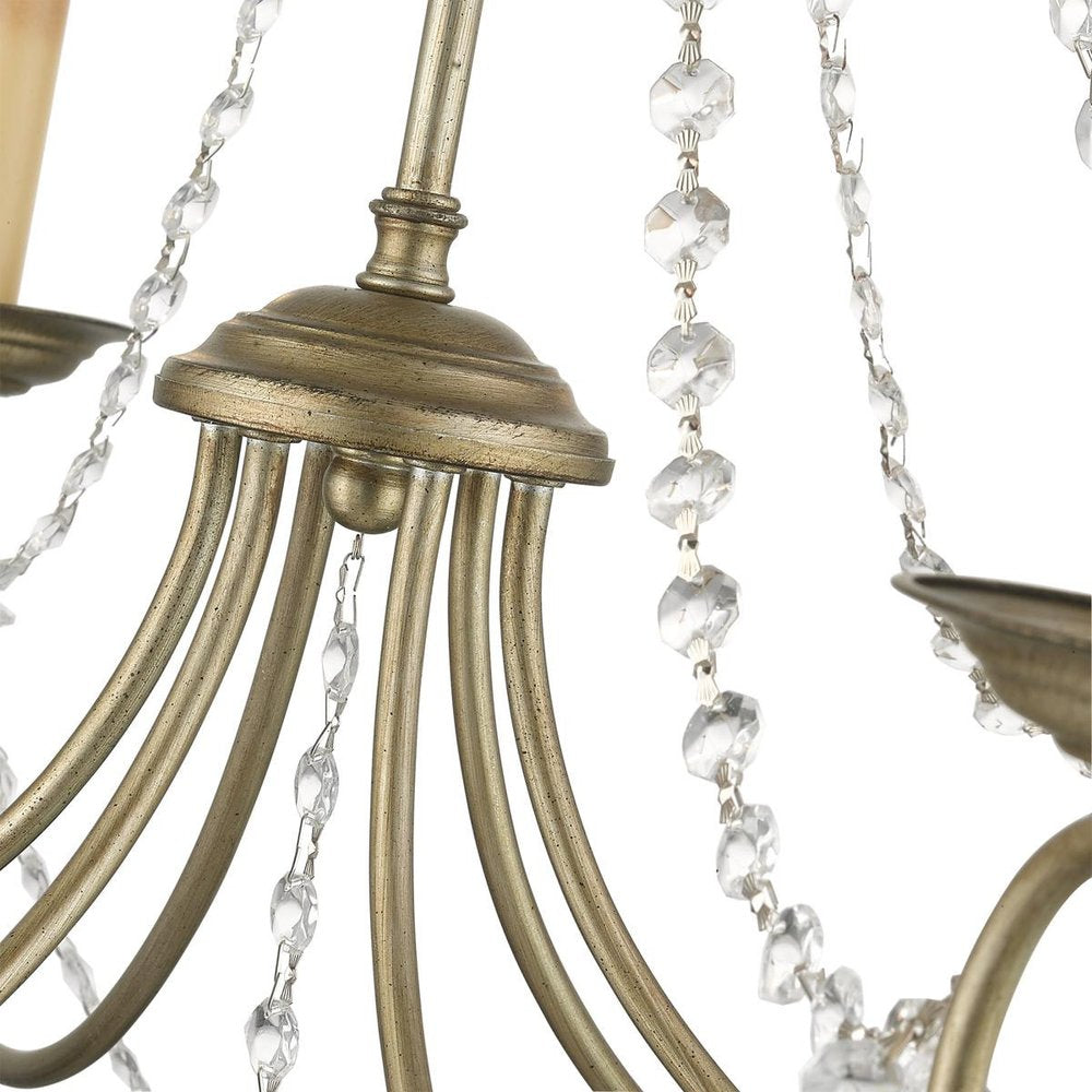 Silver Six Light Metal Dimmable Chandelier With Shades HomeRoots