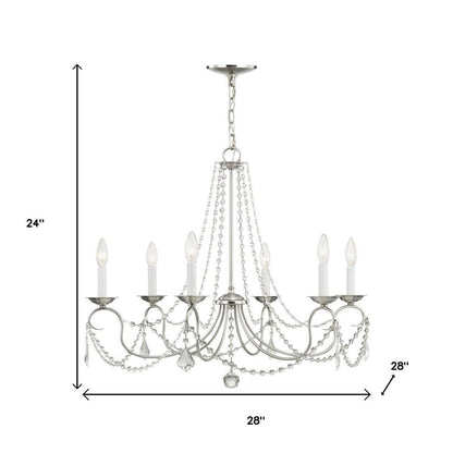 Nickel Six Light Metal Dimmable Chandelier With Shades HomeRoots