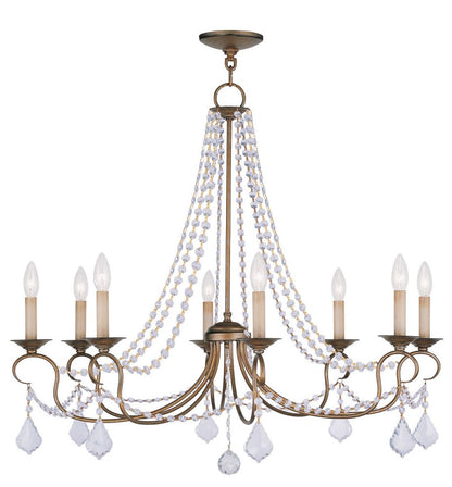 Antiqued Gold Eight Light Metal Dimmable Chandelier With Shades HomeRoots
