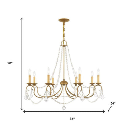 Antiqued Gold Eight Light Metal Dimmable Chandelier With Shades HomeRoots