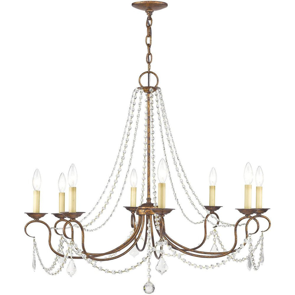 Bronze Eight Light Metal Dimmable Chandelier With Shades HomeRoots