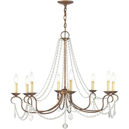 Bronze Eight Light Metal Dimmable Chandelier With Shades HomeRoots