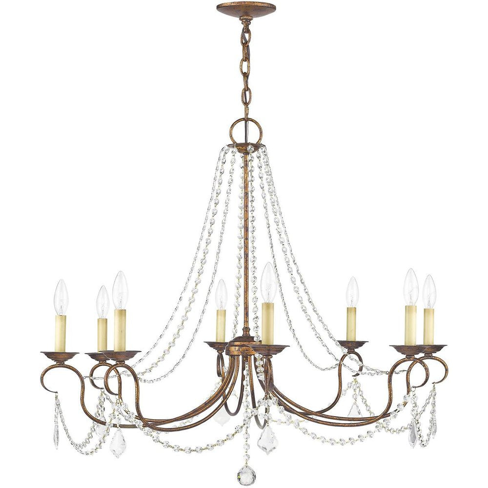 Bronze Eight Light Metal Dimmable Chandelier With Shades HomeRoots