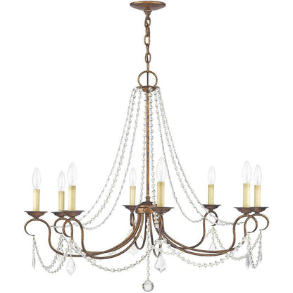 Bronze Eight Light Metal Dimmable Chandelier With Shades HomeRoots