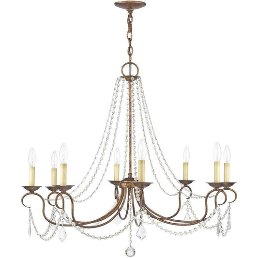 Bronze Eight Light Metal Dimmable Chandelier With Shades HomeRoots