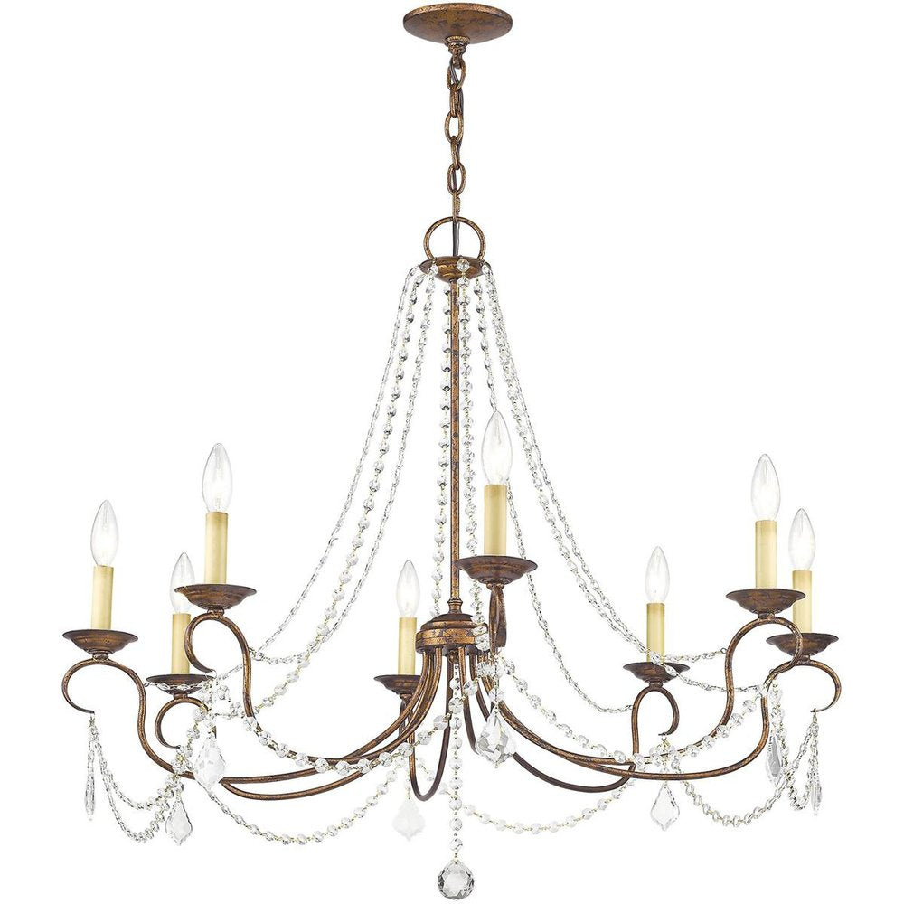 Bronze Eight Light Metal Dimmable Chandelier With Shades HomeRoots