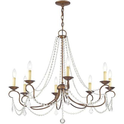 Bronze Eight Light Metal Dimmable Chandelier With Shades HomeRoots