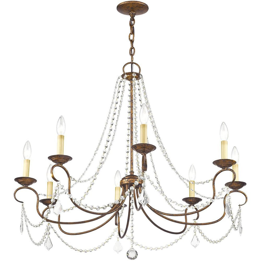 Bronze Eight Light Metal Dimmable Chandelier With Shades HomeRoots
