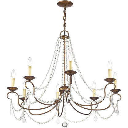 Bronze Eight Light Metal Dimmable Chandelier With Shades HomeRoots
