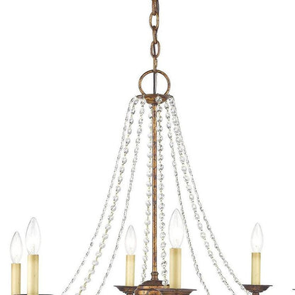 Bronze Eight Light Metal Dimmable Chandelier With Shades HomeRoots