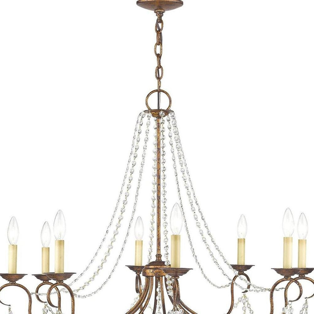 Bronze Eight Light Metal Dimmable Chandelier With Shades HomeRoots
