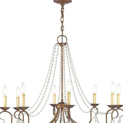 Bronze Eight Light Metal Dimmable Chandelier With Shades HomeRoots