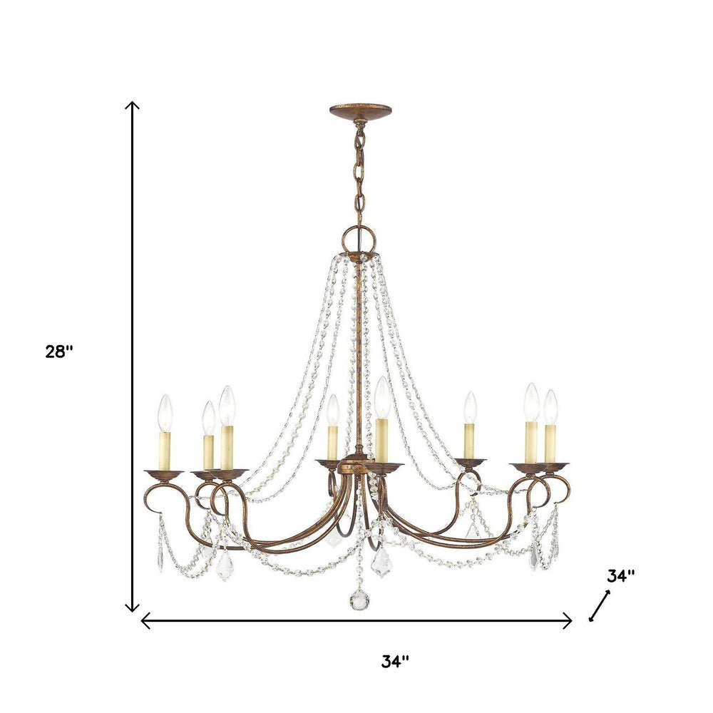 Bronze Eight Light Metal Dimmable Chandelier With Shades HomeRoots