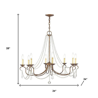 Bronze Eight Light Metal Dimmable Chandelier With Shades HomeRoots