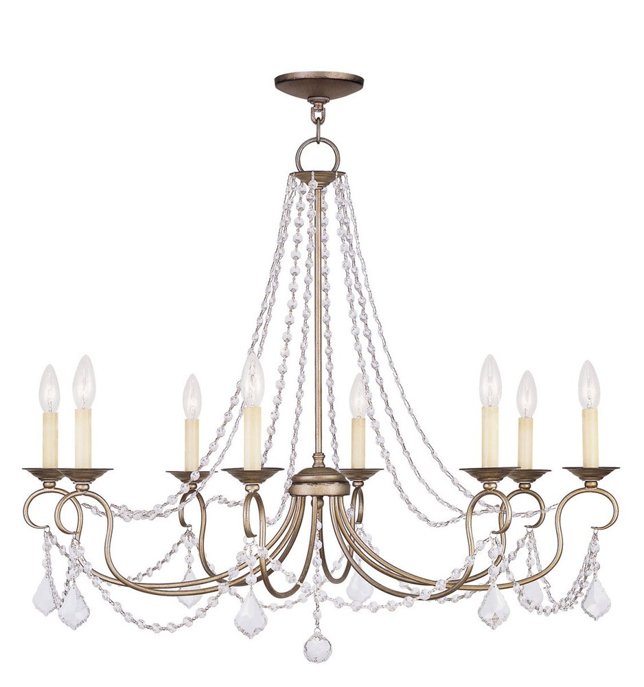 Silver Eight Light Metal Dimmable Chandelier With Shades HomeRoots