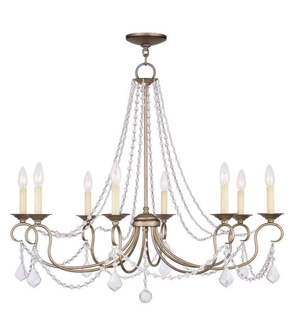 Silver Eight Light Metal Dimmable Chandelier With Shades HomeRoots