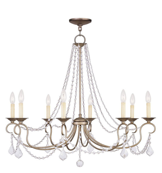 Silver Eight Light Metal Dimmable Chandelier With Shades HomeRoots