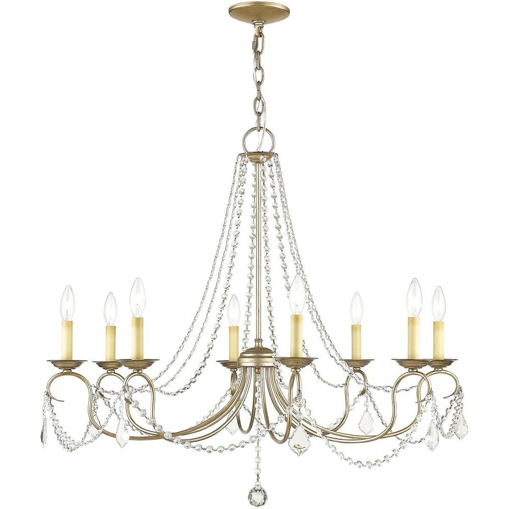Silver Eight Light Metal Dimmable Chandelier With Shades HomeRoots