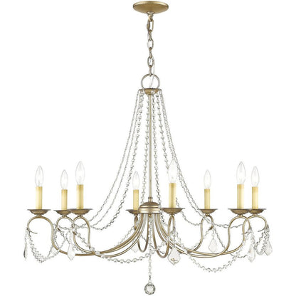 Silver Eight Light Metal Dimmable Chandelier With Shades HomeRoots