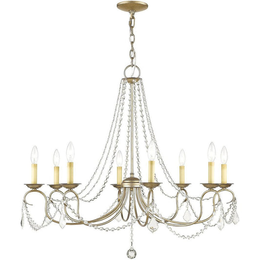 Silver Eight Light Metal Dimmable Chandelier With Shades HomeRoots
