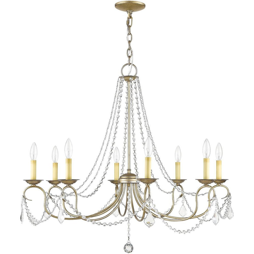 Silver Eight Light Metal Dimmable Chandelier With Shades HomeRoots