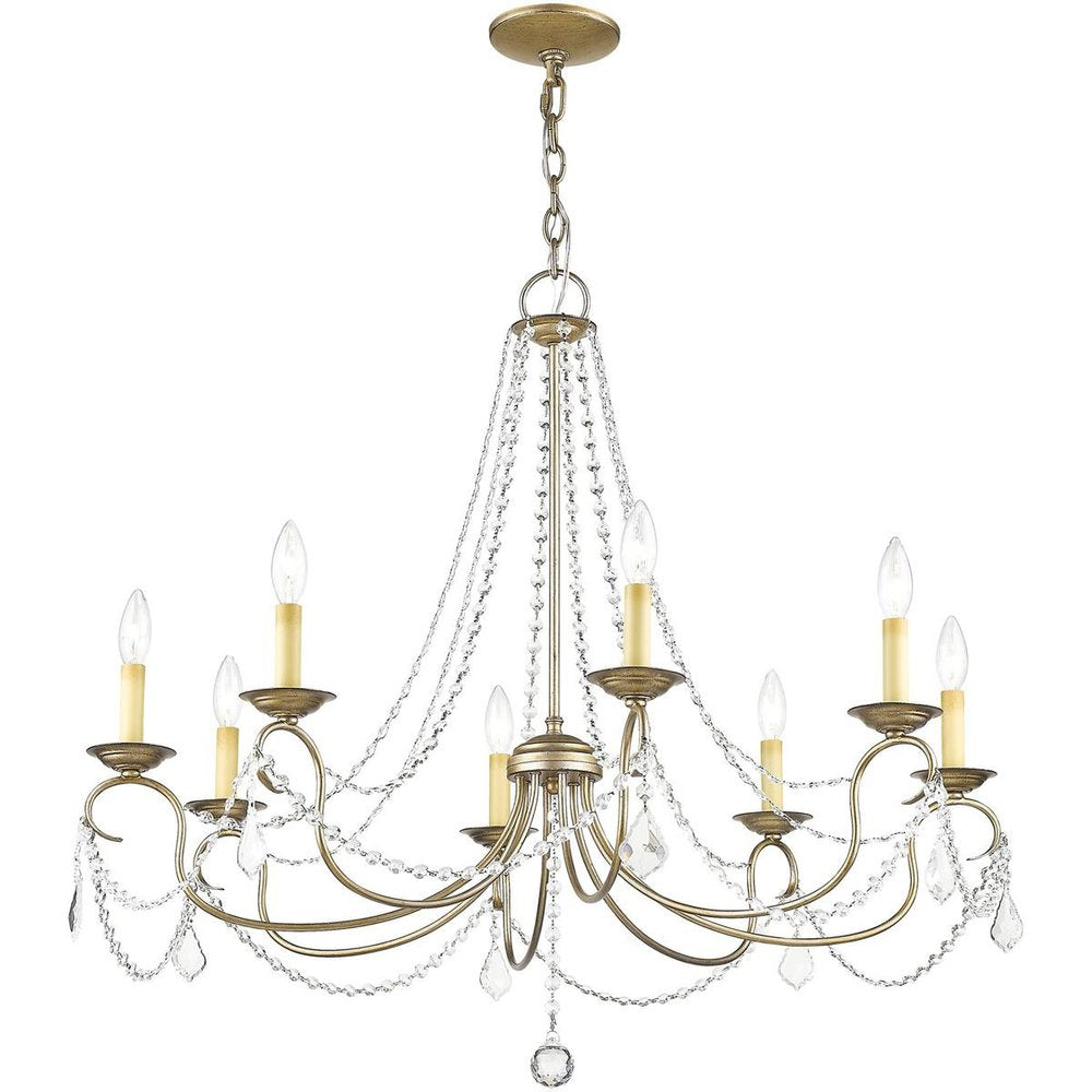 Silver Eight Light Metal Dimmable Chandelier With Shades HomeRoots