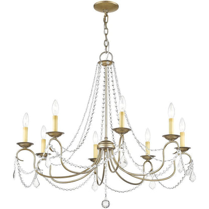 Silver Eight Light Metal Dimmable Chandelier With Shades HomeRoots