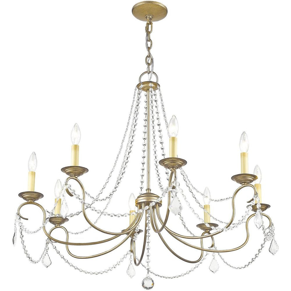 Silver Eight Light Metal Dimmable Chandelier With Shades HomeRoots