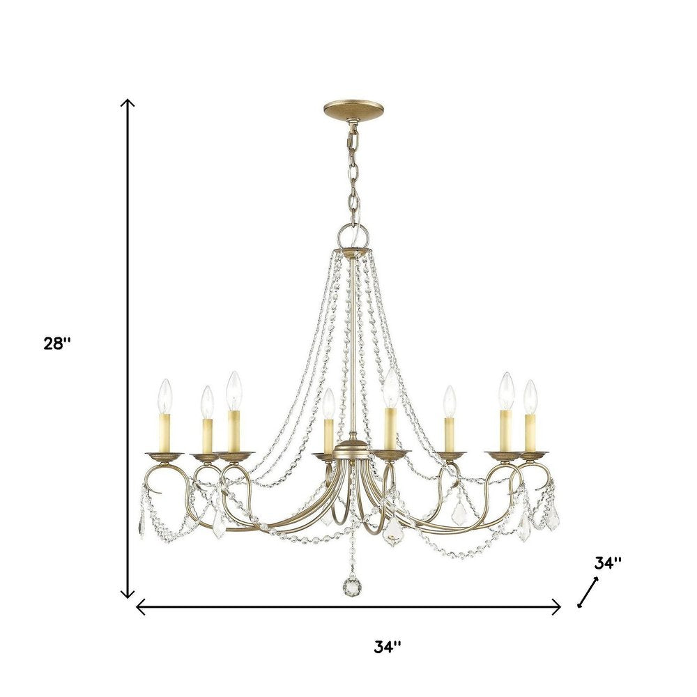 Silver Eight Light Metal Dimmable Chandelier With Shades HomeRoots