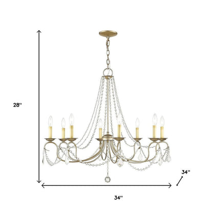 Silver Eight Light Metal Dimmable Chandelier With Shades HomeRoots