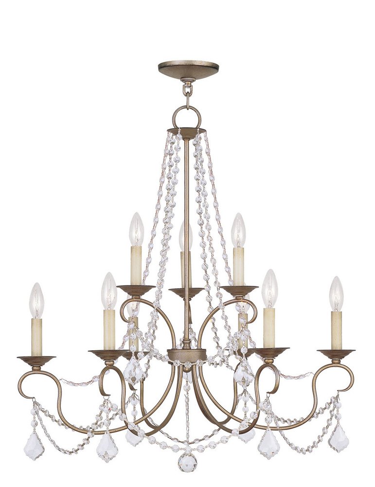Silver Nine Light Metal Dimmable Chandelier With Shades HomeRoots