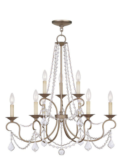 Silver Nine Light Metal Dimmable Chandelier With Shades HomeRoots