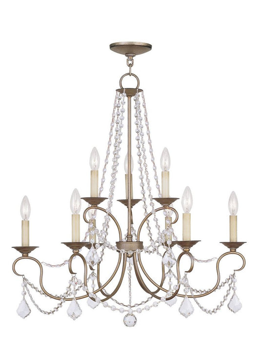 Silver Nine Light Metal Dimmable Chandelier With Shades HomeRoots