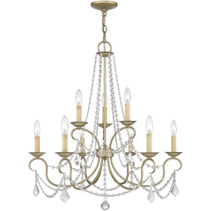 Silver Nine Light Metal Dimmable Chandelier With Shades HomeRoots