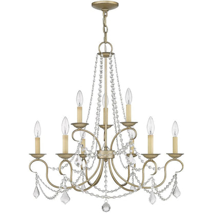 Silver Nine Light Metal Dimmable Chandelier With Shades HomeRoots