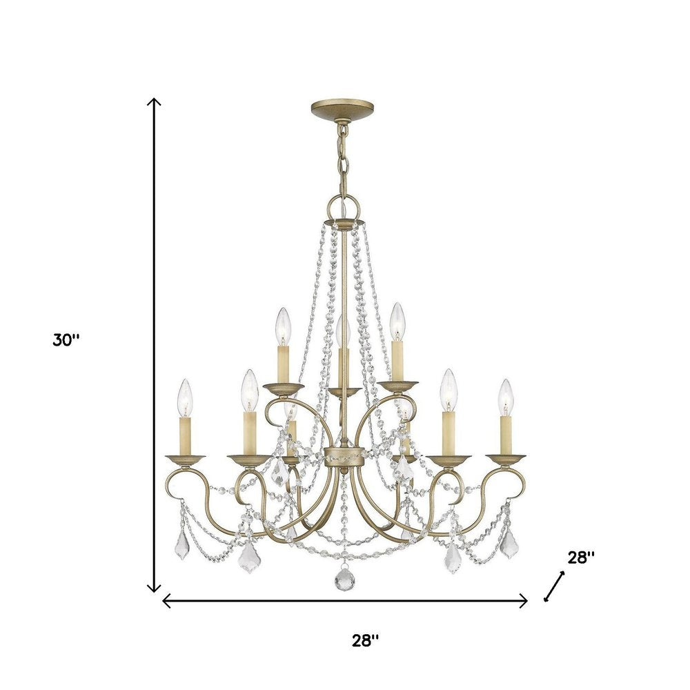 Silver Nine Light Metal Dimmable Chandelier With Shades HomeRoots