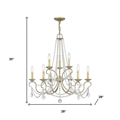Silver Nine Light Metal Dimmable Chandelier With Shades HomeRoots
