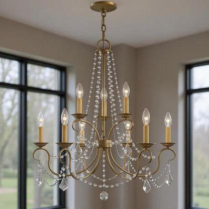 Silver Nine Light Metal Dimmable Chandelier With Shades HomeRoots