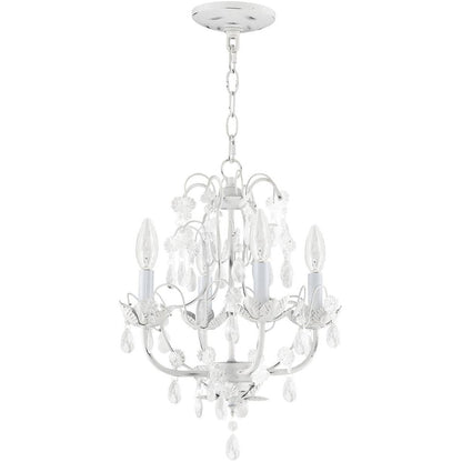 Antiqued White Four Light Metal Dimmable Chandelier With Shades HomeRoots