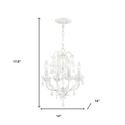 Antiqued White Four Light Metal Dimmable Chandelier With Shades HomeRoots