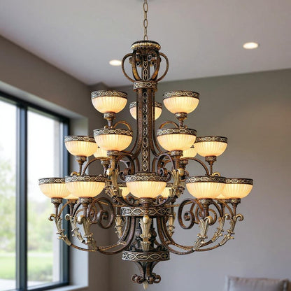 Bronze Multi Light Metal Dimmable Chandelier With Shades HomeRoots