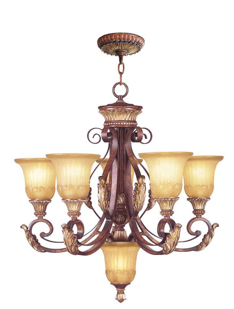 Bronze Six Light Metal Dimmable Chandelier With Shades HomeRoots