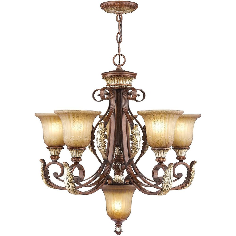 Bronze Six Light Metal Dimmable Chandelier With Shades HomeRoots