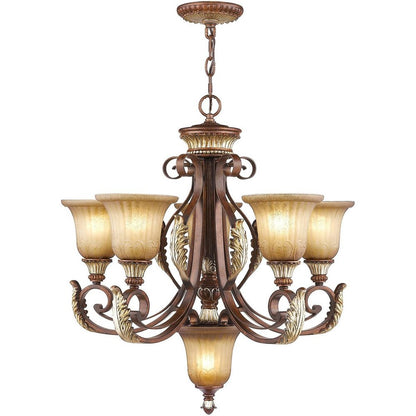 Bronze Six Light Metal Dimmable Chandelier With Shades HomeRoots