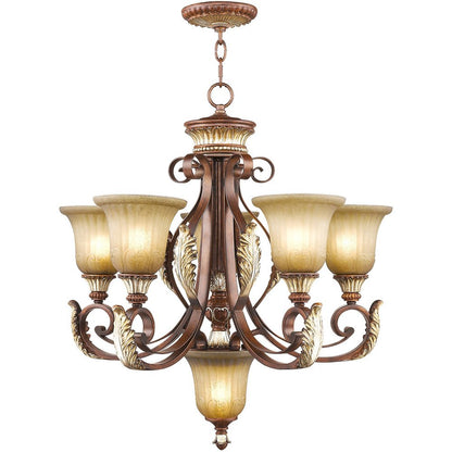 Bronze Six Light Metal Dimmable Chandelier With Shades HomeRoots