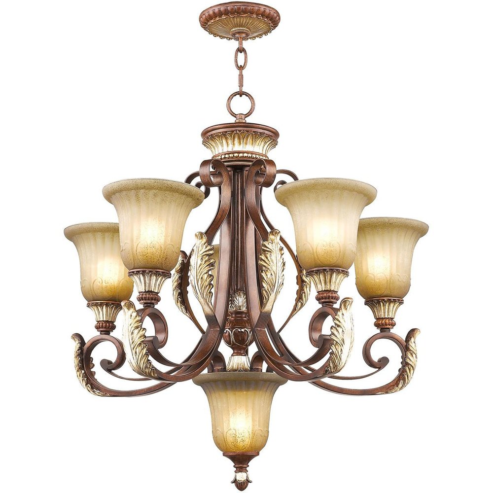 Bronze Six Light Metal Dimmable Chandelier With Shades HomeRoots