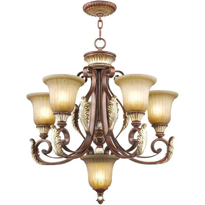 Bronze Six Light Metal Dimmable Chandelier With Shades HomeRoots